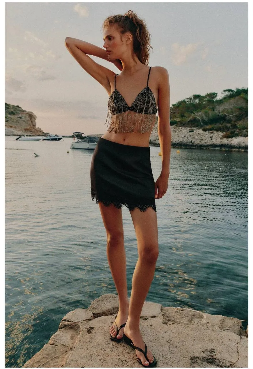 Юбка Zara с кружевом